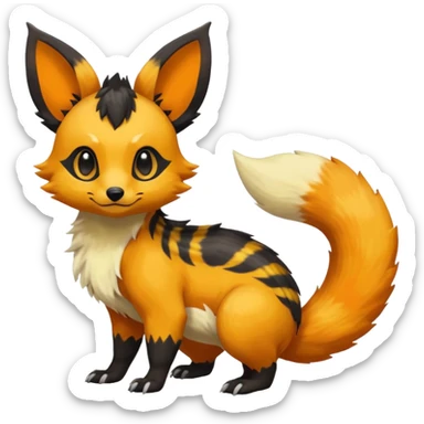 Rare exotic cute epic aesthetic colorful Salandit-Eevee-Civet-species-Fakemon-hybrid-creature, with markings, full body sticker