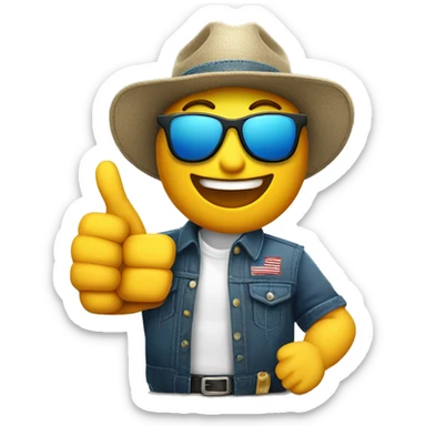 thumbs up with  sunglasses and trucker hat sticker