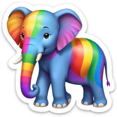 create an elephant that is rainbow sticker