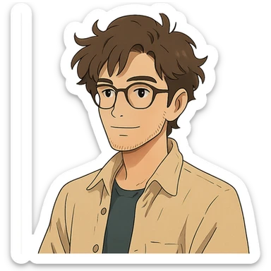 handsome guy, with glasses, artistic vibe sticker