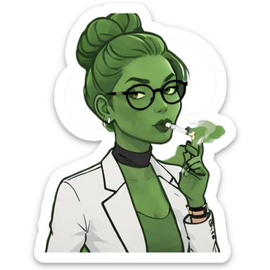 blond girl smoking vape sticker