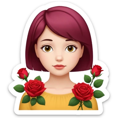 A beautiful girl with flowers rose Short hair  sticker