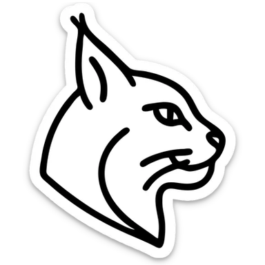 minimal line art of an elegant canada lynx side profile sticker