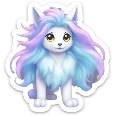 Shiny Fluffy Long Mane Ethereal Anthro Sona Nebula Fakemon sticker