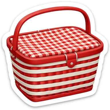  empty wicker basket with picnic cloth in it sticker