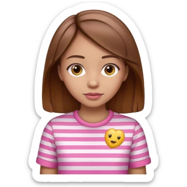 lightskin girl  pink and white striped shirt and brown hair  sticker