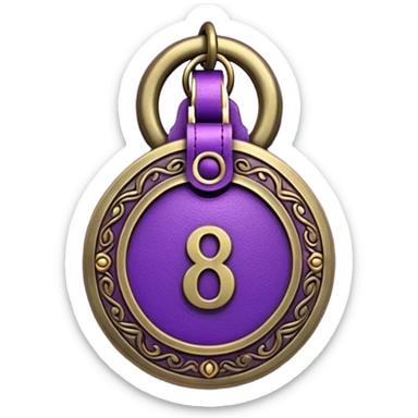 antique brass hotel key with large purple leather room number tag sticker