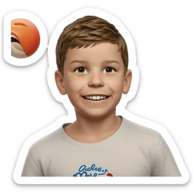 smiling boy in white shirt sticker