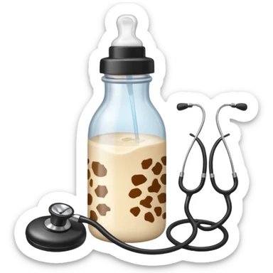 stethescope, baby bottle, cute baby scrapbooking paper animal print  sticker