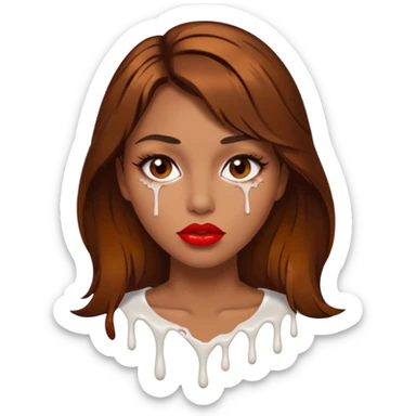 Brown Hair, Woman, white paint drip, face, hot, Sexy, lips sticker