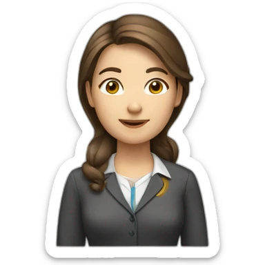 brown hair female school teacher sticker