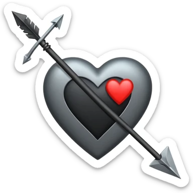 Black heart with cross arrow. Don't use red colour . Use normal Arrow which goes from one side and come out of other  sticker