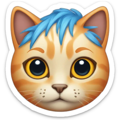 Cat-with-blue-hair-hold-tangerine sticker