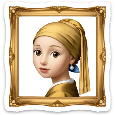 Johannes Vermeer, Girl with a Pearl Earring,  in gold frame sticker