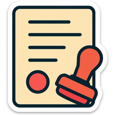 paper document with a red stamp icon with color outline sticker