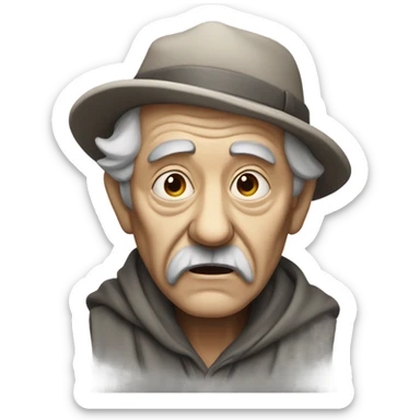monochrome portrait of old man with weathered skin and a bewildered look  sticker