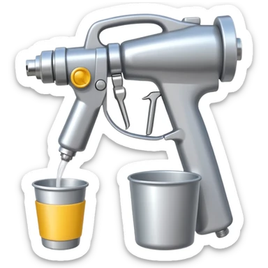 spray gun with cup attached sticker