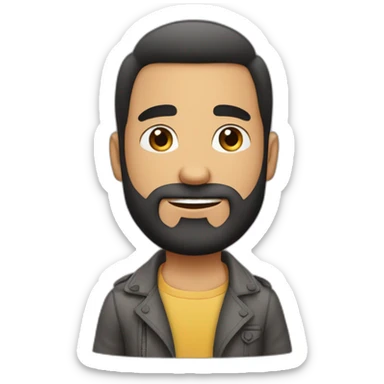 Jeune homme barbue avec des cheveux lisse  et court sticker