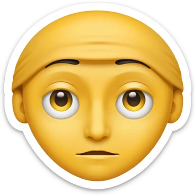 Generate me a blank face emoji with the upper eyelid half closed make it the original yellow emoji remove the nose sticker
