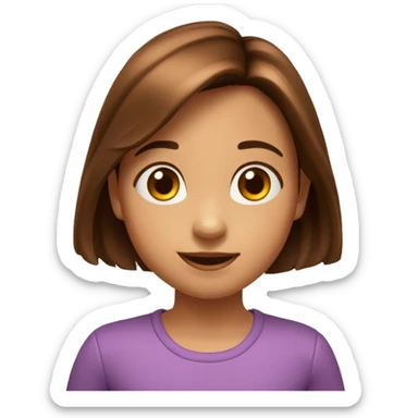 Estilo pixar niña de 8 años pelo castaño liso puntas rozadas, ojos marrones sticker