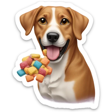 dog eating treats sticker