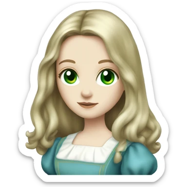 Alice Liddell pale skin long hair green eyes blue dress sticker