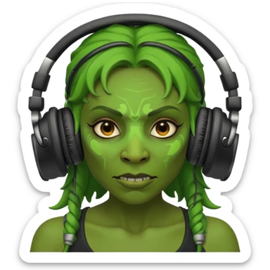ork  woman with headphones sticker