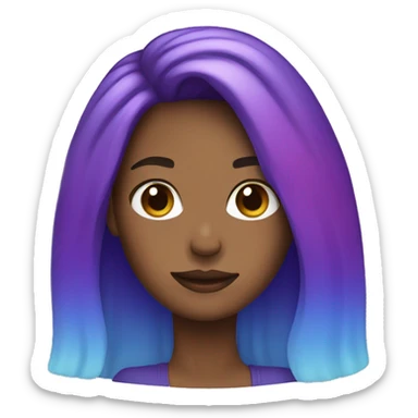 Woman with blue and purple ombre hair sticker