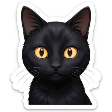 Solin wäre ein Kater mit nachtschwarzem, glänzendem Fell, kräftig gebaut und zugleich von seltener Eleganz. Sein Blick – tief und warm – scheint in die Seele zu führen, während seine Bewegung lautlos ist wie ein Schatten, der sich still an die Seite schmiegt.ihn nichts auf der Welt erschüttern. sticker