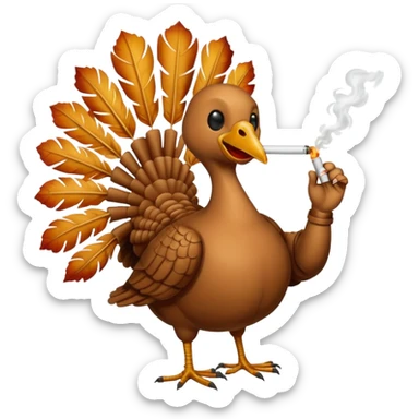 a headless turkey smoking a cigarette sticker