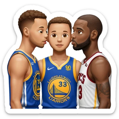 Steph curry, LeBron, and Anthony Edward’s kissing sticker