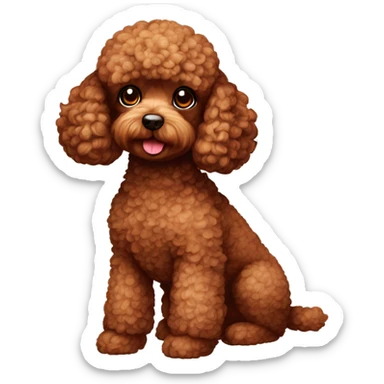 dog toy poodle red-brown sticker