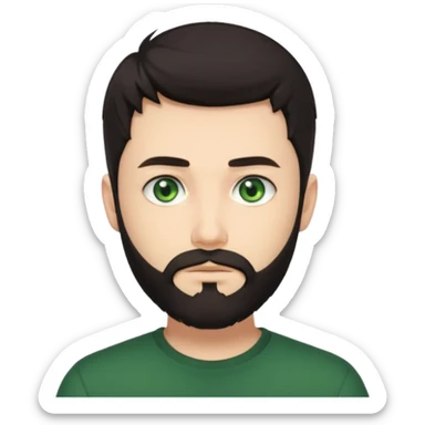 Man with a short full beard, Styled hair, Best looking man in the planet, onepiece style dark hair, green ejey, more anime style sticker