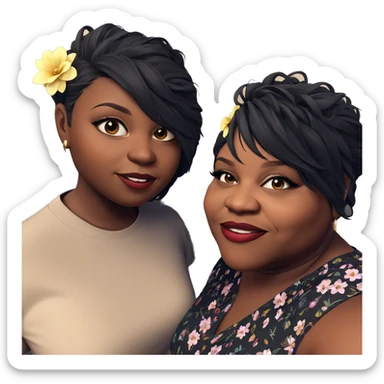 dark-skinned girls with flowers sticker