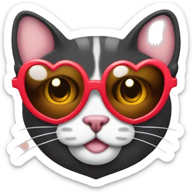 Gato con gafas de corazón  sticker