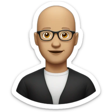 bald man with glasses in black shirt sticker