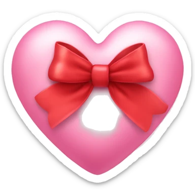 Pink heart with a red bow wrapped around it ￼ sticker