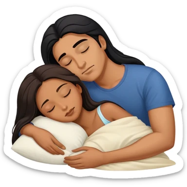 Caramel color latino Guy with long black hair sleeping with brown hair Filipina sticker