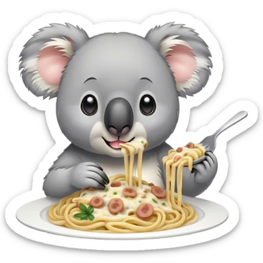 Koala eating carbonara pasta sticker