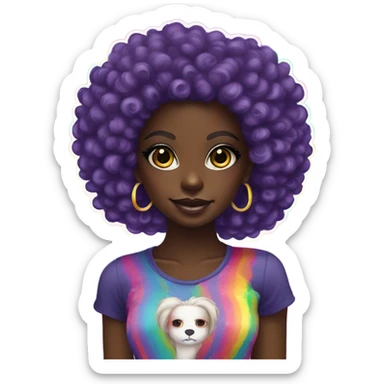 Lisa frank dark skin girl with rainbow Afro  sticker