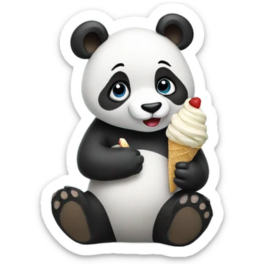 Panda eating ice cream sticker