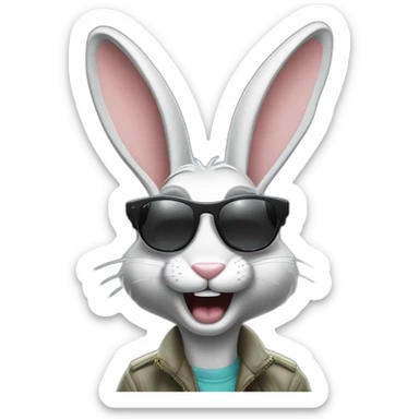 Bugs bunny streetwear cybertech smart glasses point from him up doing a moonwalker sticker