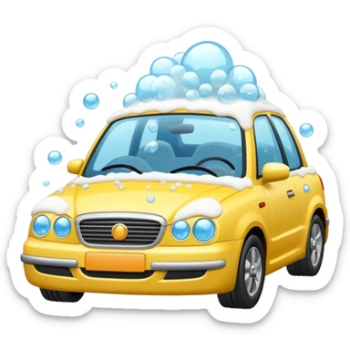 car completely covered in bubbles during a car wash scene sticker