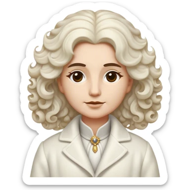 Cinematic Noble Wavy-Haired Maltese Portrait Emoji, Poised and regal, with a delicate, compact build and a pristine, wavy-haired white coat that cascades in gentle curls, deep-set soulful dark eyes, Simplified yet sharp and sophisticated features, highly detailed, glowing with a soft, dignified glow, high shine, intelligent and gentle, stylized with an air of refinement, focused and attentive, soft glowing outline, capturing the essence of a watchful and graceful companion, so majestic it feels as though it could prance out of the screen with effortless authority! sticker