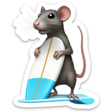 a rat on a surf board sticker
