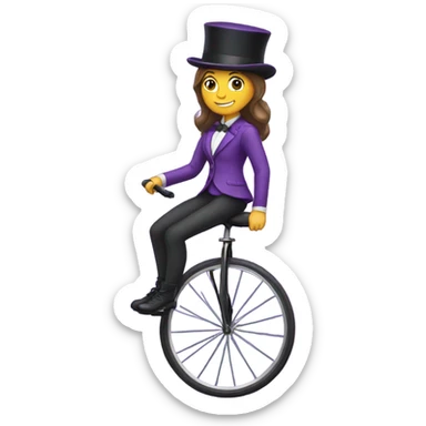 Girl in purple wearing a top hat riding a unicycle sticker