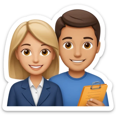 husband and wife avatars looking at the check list sticker