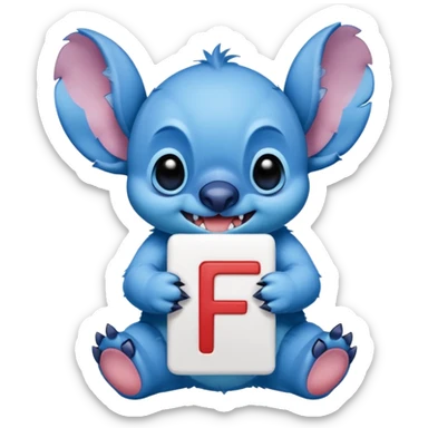 Stitch with the alphabet f sticker