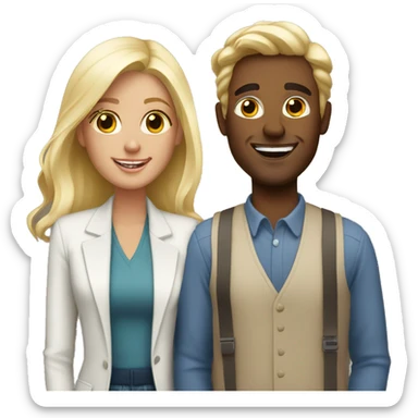Good looking white couple on a date sticker