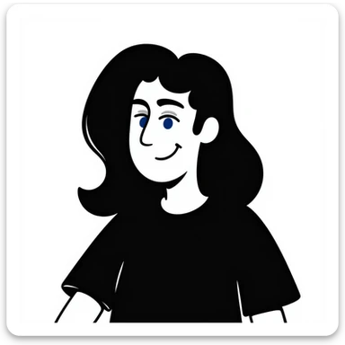 A cool guy with light skin, blue eyes, long hair, smiling sticker